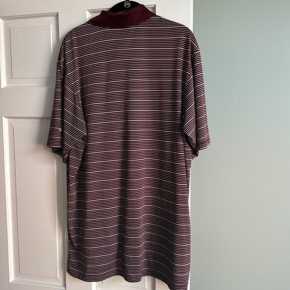 Adidas Climalite polo shirt in burgandy and white stripes size L - Picture 4 of 5
